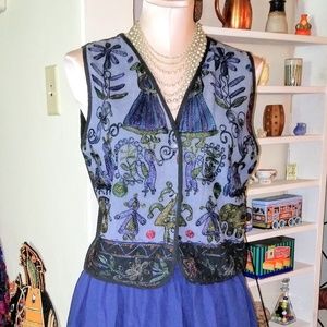 Blue Embroidered Vest Ethnic Cotton Vest Sanskriti